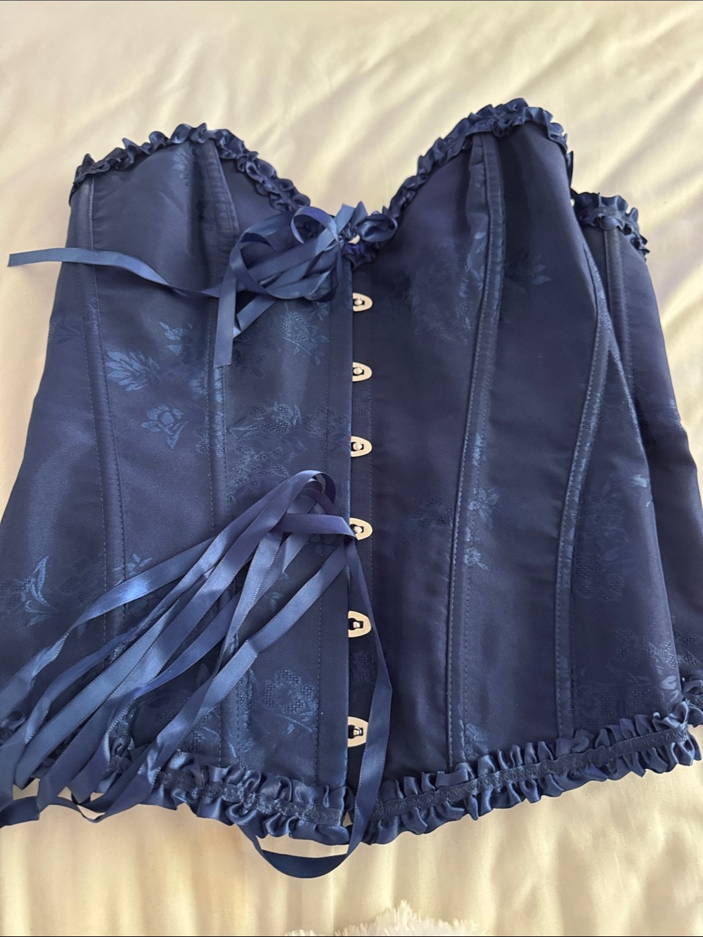 SHEIN Navy Blue Satin Corset Top
